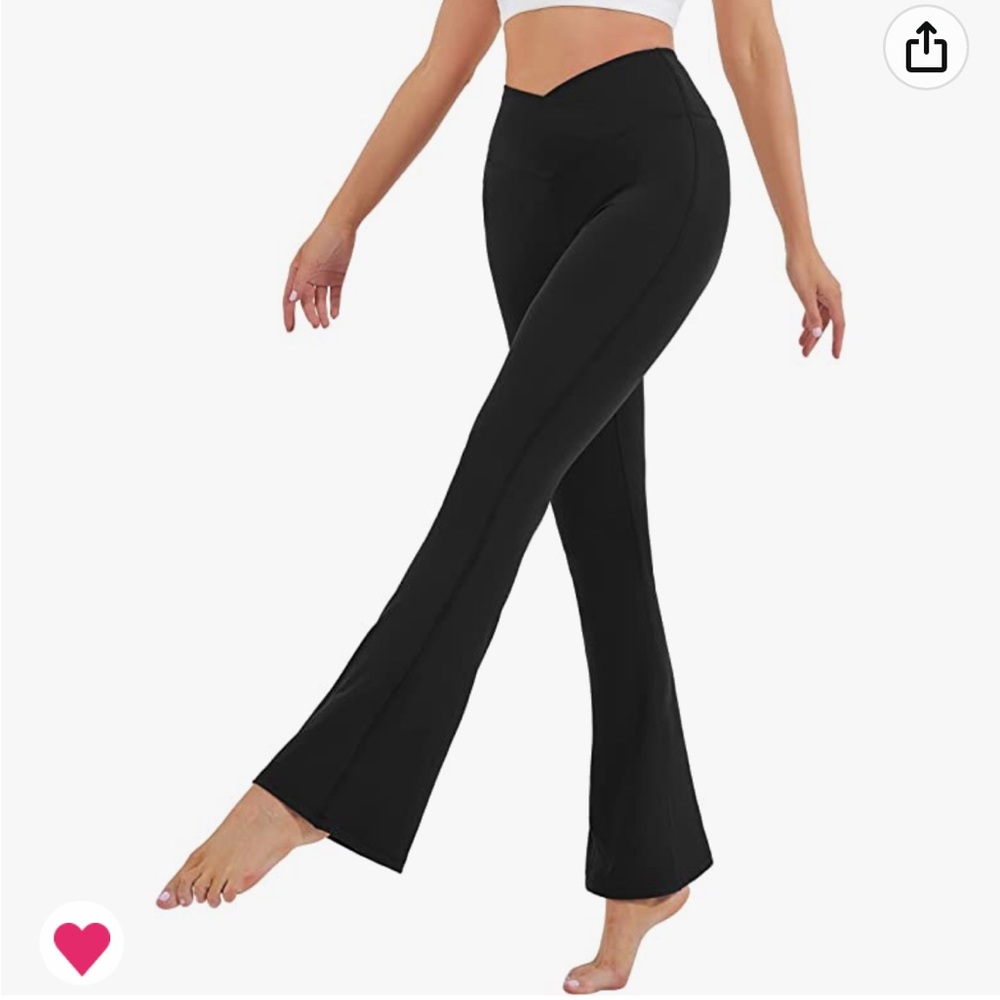 Black flare leggings from Amazon with a crossover waist